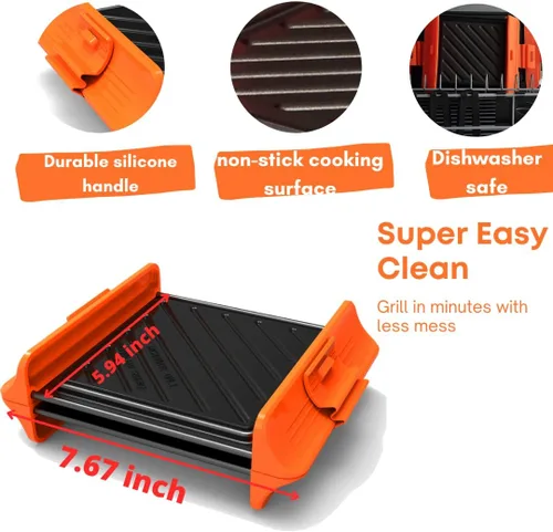 Vista 8 de MACONEE Sandwichera para microondas y prensa panini, sartén antiadherente para microondas y placa para verduras para queso crujiente a la parrilla