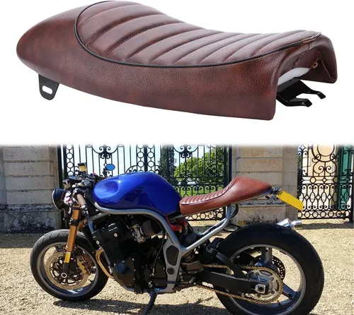 Vista 14 de Sillín universal de motocicleta plano y con joroba Cafe Racer, acolchado, estilo vintage, para KZ400, KZ550, K750, Z650, W650, CB100, CB125, CB175