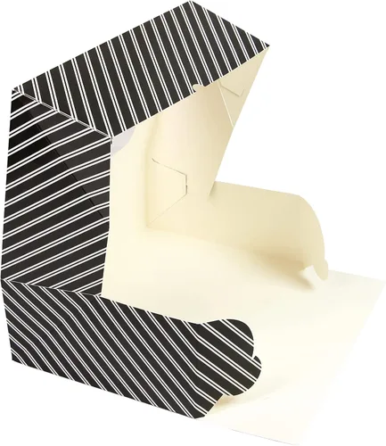Vista 4 de Global Sugar Art - Caja de 14 x 10 x 5 pulgadas con ventana, color negro, 5 Rayas negras