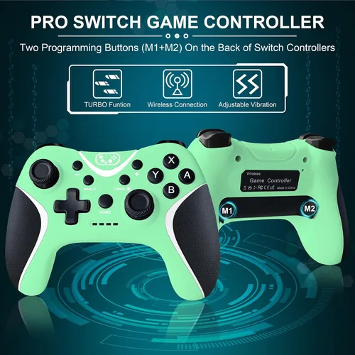 Vista 2 de BRHE Wireless Switch Pro Controller for Nintendo Switch N-SLiteOLEDAndroidIOS 130PC Switch Remote Gamepad with Joystick Adjustable Turbo Vibration