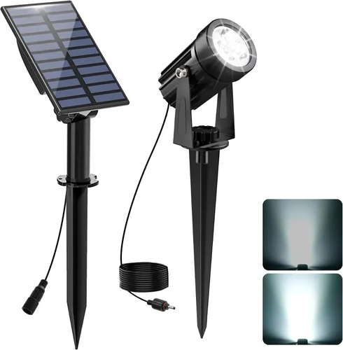 Vista 20 de Luces solares para exterior, focos de paisaje IP65 impermeables con cable de 3m, luces de pared para exterior con encendido y apagado automático