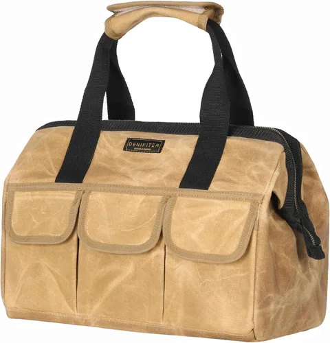 Vista 7 de Bolsa de herramientas de 13 pulgadas, bolsa de herramientas de boca ancha resistente al agua de servicio pesado, bolsa de herramientas con asa
