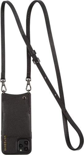 Vista 2 de Bandolier Emma Crossbody - Funda para teléfono y cartera, de piel negra con detalles dorados, plateados o peltre, compatible con iPhone