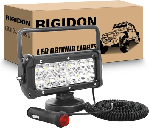 Vista 11 de RIGIDON Luz de trabajo LED de 4 pulgadas y 42 W con base magnética, luz redonda impermeable de 12 V 24 V, luces antiniebla LED para automóvil, SUV