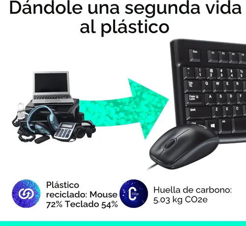 Vista 5 de Logitech MK120 – Combo de teclado y ratón con cable para Windows, ratón óptico con cable, tamaño completo, USB, compatible con PC, portátil - Negro