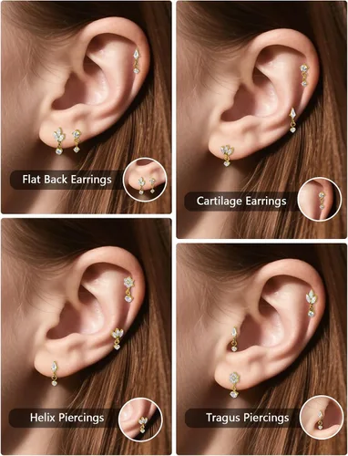 Vista 6 de 20G 18G 16G Astm F136 Titanio Sin Rosca Parte Trasera Plana Aretes Tragus Hélice Concha Joyería de Piercing Nariz Labio Anillos Hélice Frontal