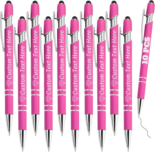 Vista 86 de Bolígrafos personalizados a granel 10 con nombre, grabados con punta de lápiz, bolígrafos de bola personalizados de escritura suave, regalos
