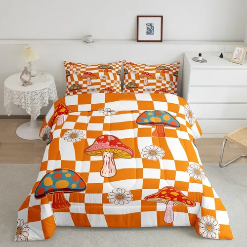 Vista 20 de Lindo juego de edredón de flores para niños y mujeres. Juego de ropa de cama de flores coloridas de dibujos animados, tamaño individual, bonito