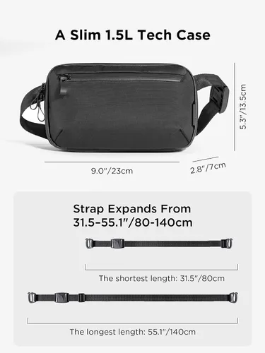 Vista 2 de ALPAKA Elements Tech Case Mini Tech Pouch 1.5L Cable Bag Negro X-Pac VX42 Weatherproof Fabric, YKK Aquaguard Zipper, Detachable Shoulder Strap