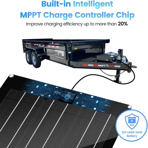 Vista 3 de Cargador de Batería Solar y Mantenedor, Kit de Panel Solar Zuomeng de 15W para Remolque de Volcado con Pulso de Mantenimiento Integrado
