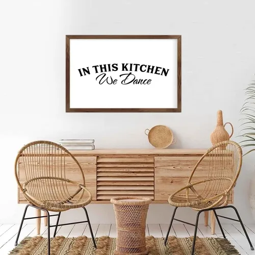 Vista 5 de Letrero de madera con marco, en This Kitchen We Dance Farmhouse rústico de madera enmarcada para colgar en la pared, arte de la cocina, decoración