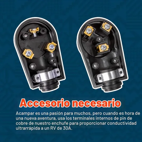 Vista 2 de True Mods NEMA TT-30P/30R 125V 30A Kit Combo de Cable de Alimentación para RV con Enchufe y Toma Macho/Hembra de Repuesto para Cable 10/3AWG