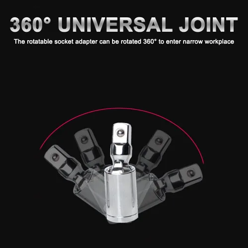 Vista 5 de Utoolmart Enchufes de junta de rotación de 360 grados, convertidor de adaptador de enchufe universal de 3 piezas, 1/2 pulgada, 3/8 pulgadas, 1/4