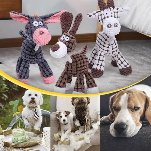 Vista 6 de Juguete de felpa chirriante para perro, juguete de felpa chirriante, juguete interactivo para masticar, juguete chirriante para perros pequeños