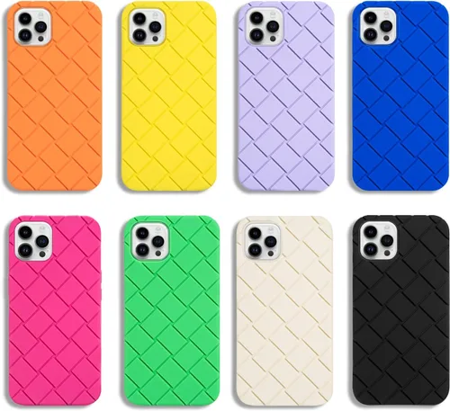 Vista 5 de bicol Funda para iPhone 13 Pro Max con bonito diseño de celosía de rejilla, protector de pantalla de cristal, ajuste delgado, suave, a prueba