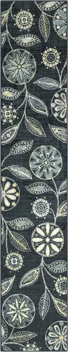 Vista 29 de Maples Rugs Reggie - Alfombra bohemia con estampado floral, 1 pies 8 Gris oscuro