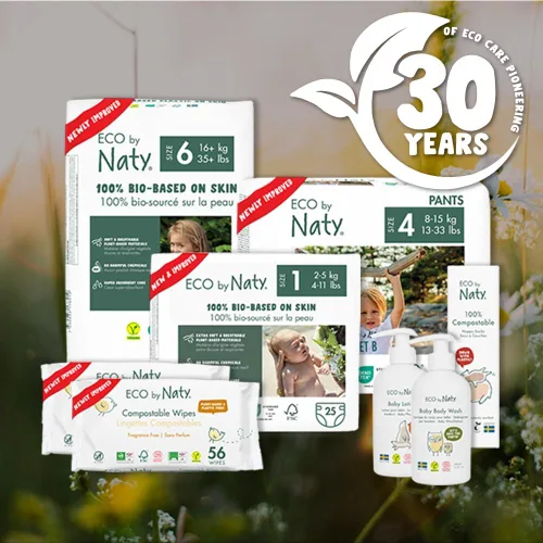 Vista 7 de Eco by Naty Pañales ecológicos para bebés recién nacidos, materiales 100% a base de plantas en la piel, extrasuaves, para pieles sensibles y súper