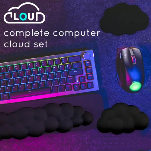 Vista 7 de Reposamuñecas Cloud para teclado de computadora con base antideslizante, extensión ergonómica de espuma viscoelástica para muñecas para escritura