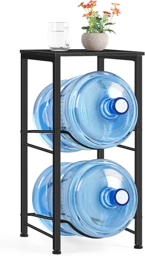 Vista 8 de Organizador para botellas de agua de 5 galones, soporte para jarra de agua con estantes superiores, estante de almacenamiento de jarra de 2 niveles