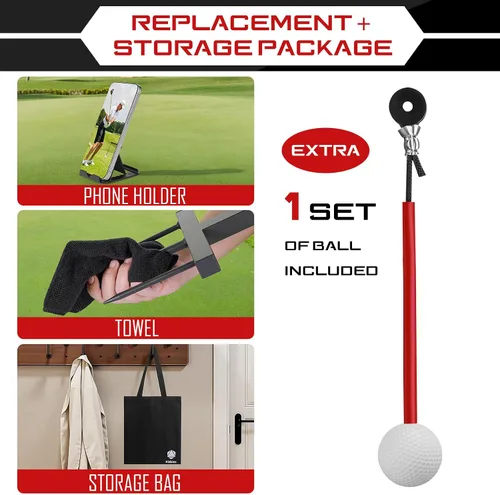 Vista 4 de Entrenador de Swing de Golf - Ayuda de Entrenamiento de Swing de Golf de Hierro Duradera - Accesorios de Golf para Niños y Jóvenes con Bola