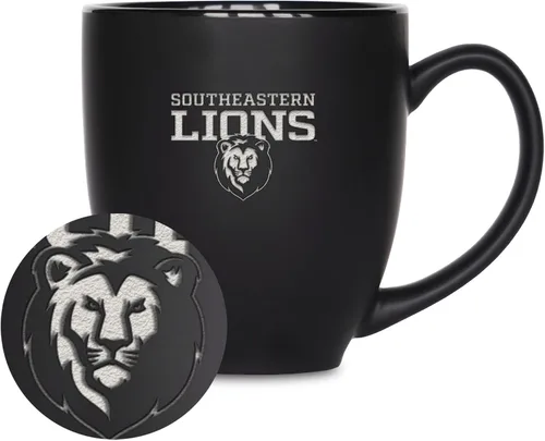 Vista 423 de Rico Industries - Taza de cerámica mate negra con grabado láser estándar de 15oz para NCAA (escuelas T & U) - Para bebidas calientes o frías