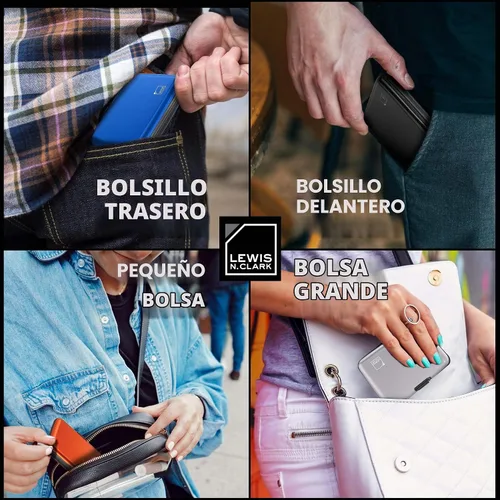Vista 5 de Lewis N. Clark Cartera de aluminio Rfid, plateado, Mini cartera de aluminio Rfid, soporte para tarjetas de crédito, estuche para tarjetas de visita