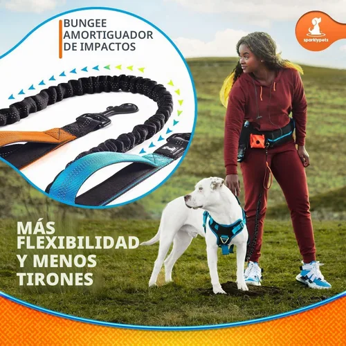 Vista 6 de SparklyPets Correa de perro dual manos libres, mediana y grande (marrón)