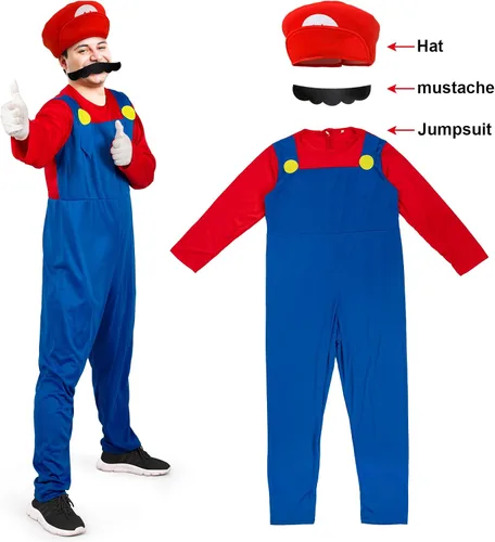 Vista 2 de Disfraz divertido de Super Bros para adultos, disfraz de Halloween o cosplay