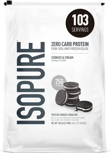 Vista 18 de Isopure Proteína aislada de suero de carbohidratos en polvo, crema