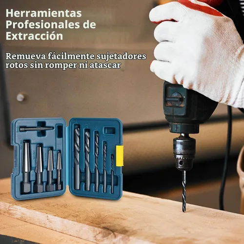 Vista 7 de Kit extractor de pernos, 10 piezas extractor de tornillo y broca