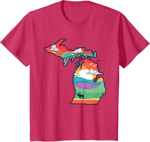 Vista 64 de Michigan Outside - Camiseta con ilustración artística