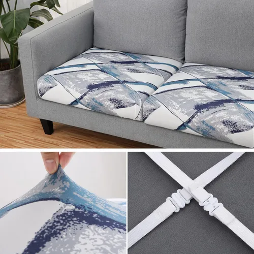 Vista 3 de Fuloon Fundas de Cojines para Sofá, Fundas de Cojines de Asiento Elásticas Estampadas, Fundas Protectoras Lavables para Muebles, para Sillón