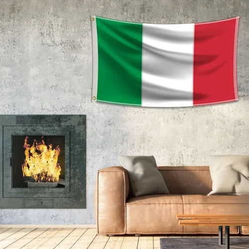 Vista 7 de Bandera italiana de 3 x 5 para exteriores, poliéster resistente, con rayas cosidas, ojales de latón