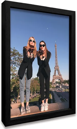 Vista 21 de Impresiones de lienzo personalizadas enmarcadas con tus fotos, impresión personalizada de foto a lienzo, regalos para parejas, amigos, familia, Negro