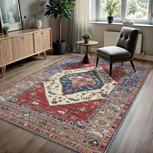 Vista 44 de GLN Rugs Bohemian - Troy - Alfombra de felpilla lavable a máquina, bohemio, lavable, antideslizante, alfombra de área de felpilla de pelo bajo