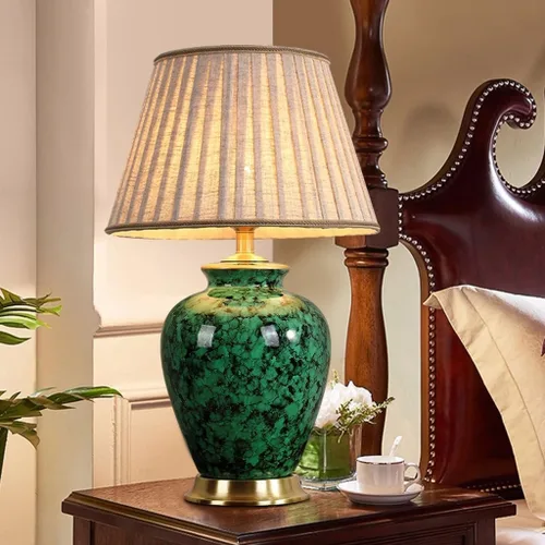 Vista 9 de Lamp for Desk Study Table Lamp Retro Ceramic Table Lamp Living Room Sofa Corner Lamp Bedroom Bedside Lamp Desk Lamps for Home Office(Push Button