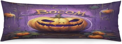 Vista 12 de Funda de almohada de cuerpo con diseño de bruja y escoba de Halloween, funda de almohada larga con cremallera, rectangular, suave, grande, funda