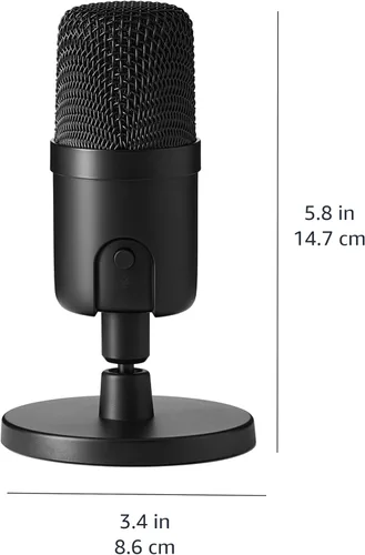 Vista 4 de Amazon Basics Micrófono USB de condensador para transmisión, grabación y podcast en PC, plug and play, captación cardioide, soporte ajustable