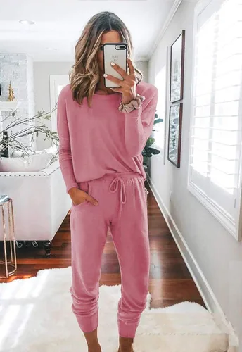 Vista 2 de Fixmatti - Conjunto deportivo de 2 piezas para mujer de estilo informal, pantalón largo