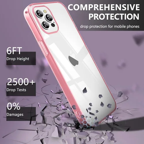 Vista 2 de Funda protectora transparente para iPhone 12 Pro Max, funda protectora de esquina reforzada contra arañazos, policarbonato duro + carcasa de TPU