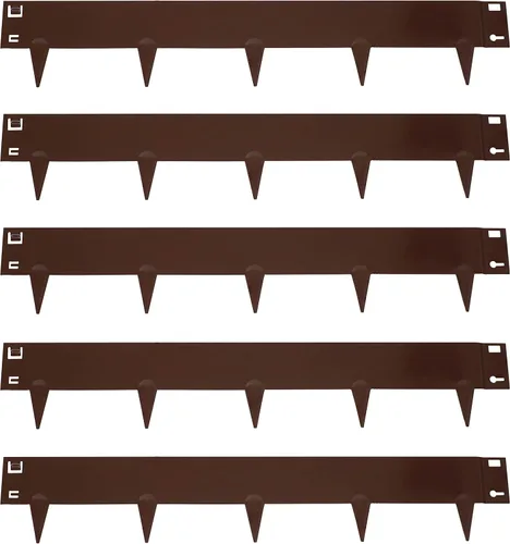 Vista 15 de Sunnydaze Borde de metal para jardines de 16 pies – Paquete de 5 bordes de jardín de acero de 42 x 7 pulgadas para paisajismo – Verde – festoneado