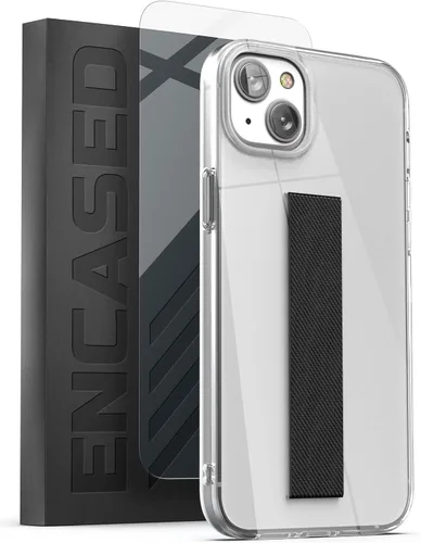 Vista 8 de ENCASED Funda para iPhone 14 diseñada para iPhone 14 con correa de mano, soporte para teléfono y protector de pantalla (mariposa azul)