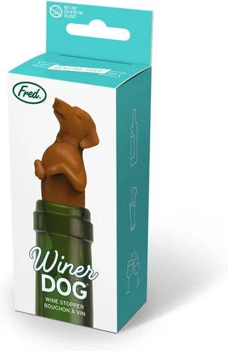 Vista 6 de Genuine Fred WINER DOG Tapón para botella, tapón de vino de silicona con bonito diseño de perro salchicha – Mantiene un sello hermético – Divertido