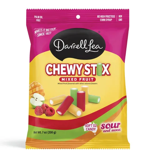 Vista 4 de Darrell Lea Fabulicious Sour Candy Stix, suave y picante, sin sabores artificiales, sin aceite de palma, fabricado en Australia, para compartir