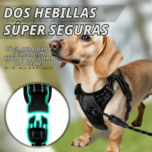 Vista 4 de BARKBAY Arnés sin tirones para perro, clip frontal, resistente, reflectante, mango de fácil control para pasear perros grandes (negro, XS)