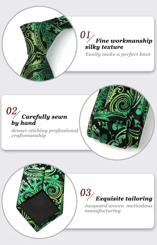 Vista 44 de HISDERN Corbatas para hombre, corbata de cachemira y bolsillo cuadrado tejido clásico floral para hombre, corbata de fiesta de boda