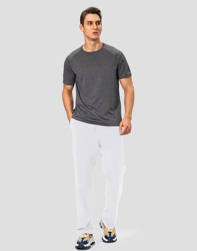 Vista 6 de Pudolla - Pantalones deportivos de algodón para hombre, para yoga, pantalones deportivos con parte inferior abierta, informal, pantalones de jersey