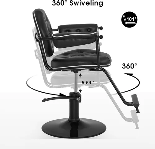 Vista 8 de BarberPub Silla de peluquería para estilista, silla de peluquería hidráulica, peluquería y salón en casa 8435 (negro)