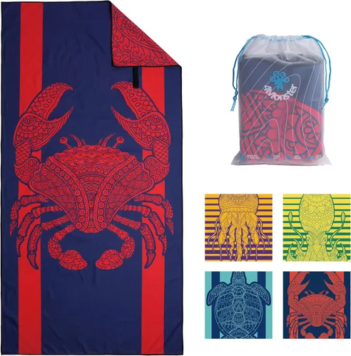 Vista 37 de 4Monster Toalla de playa de microfibra de secado rápido, toalla de viaje ligera súper absorbente para nadadores, toalla de camping sin arena 14
