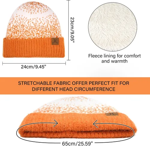 Vista 4 de Conjunto de gorro de punto de invierno para mujer y guantes para pantalla táctil, bufanda larga con forro polar cálido, bufandas para mujer